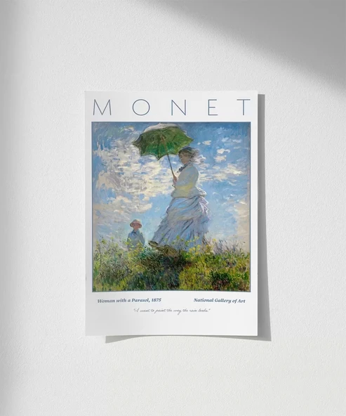 Çerçevesiz Poster Claude Monet Şemsiyeli Kadın ürün görseli