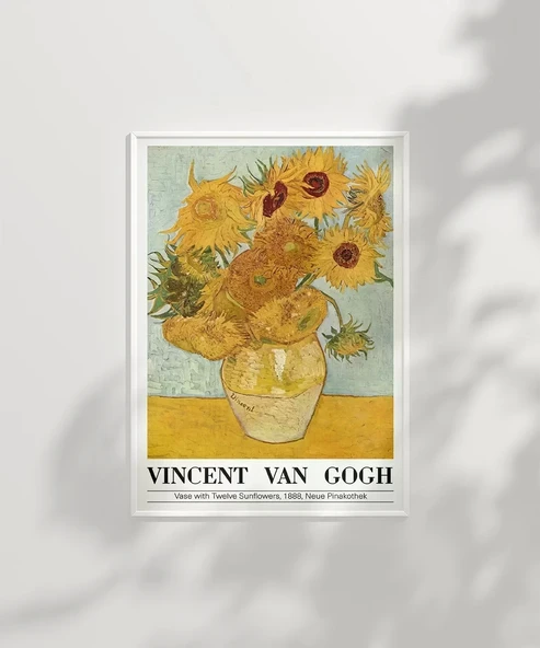 Çerçevesiz Poster Vincent Van Gogh On İki Ayçiçekli Vazo - Resim 6