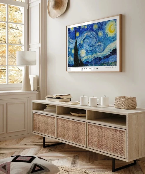 Çerçevesiz Poster Vincent Van Gogh Yıldızlı Gece - Resim 4