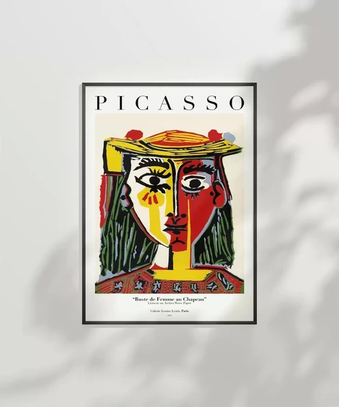 Çerçevesiz Poster Pablo Picasso Şapkalı Kadın Büstü - Resim 2