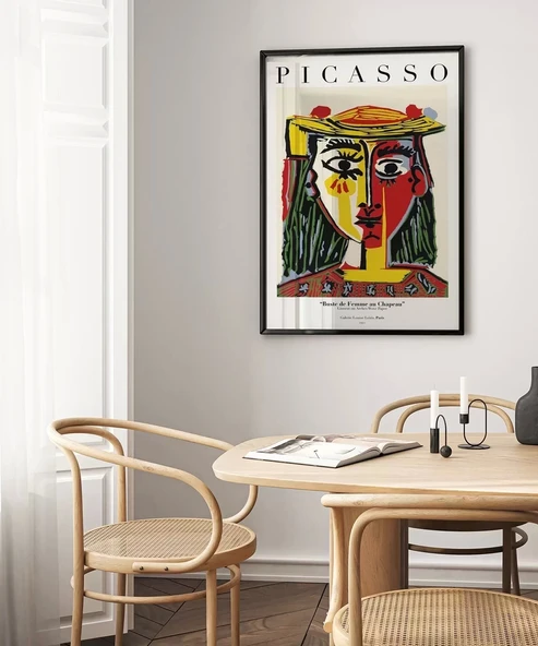 Çerçevesiz Poster Pablo Picasso Şapkalı Kadın Büstü - Resim 3