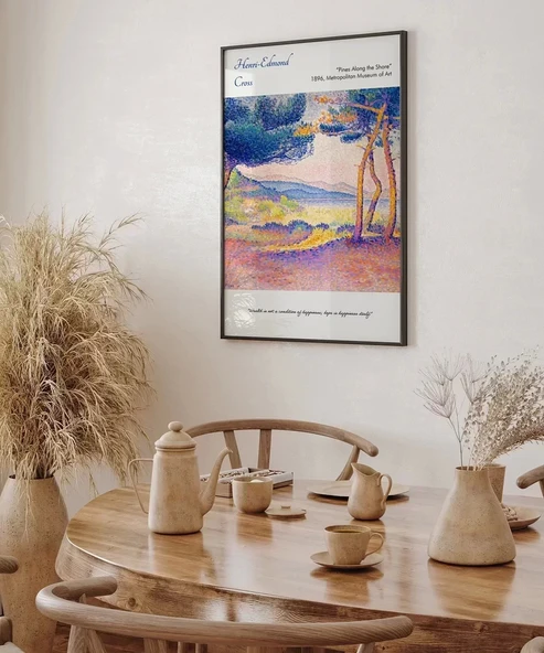 Çerçevesiz Poster Henri-Edmond Cross Kıyı Boyunca Çamlar 2 - Resim 3