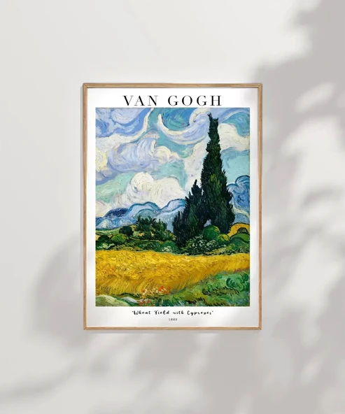 Vincent Van Gog Eygalières Yakınlarında, Haut Galline'de Servi Ağaçlı Buğday Çerçevesiz Poster Tarlası - Resim 7