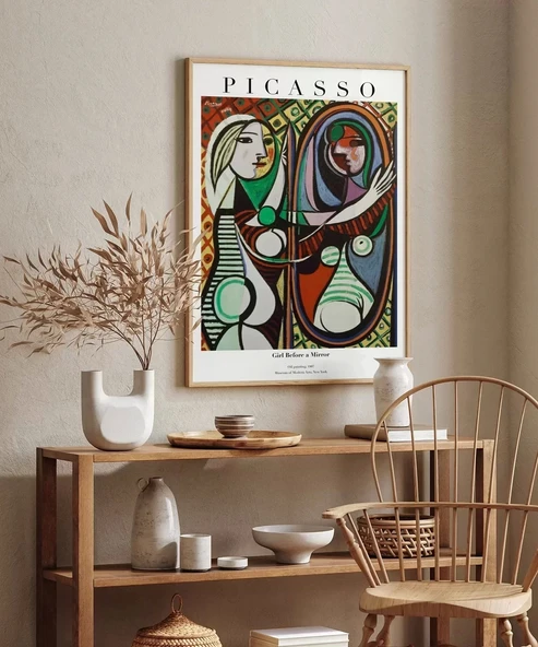 Çerçevesiz Poster Pablo Picasso Ayna Karşısındaki Kız - Resim 5