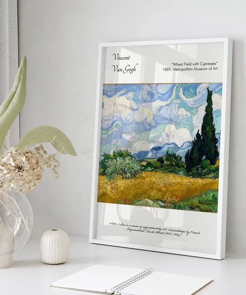 Çerçevesiz Poster Vincent Van Gogh Buğday Tarlası ve Selviler (2) - Resim 5