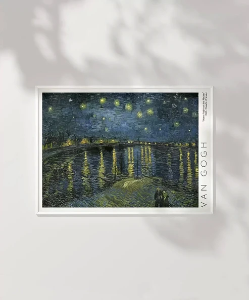 Çerçevesiz Poster Vincent Van Gogh Rhone'da Yıldızlı Geceler - Resim 6