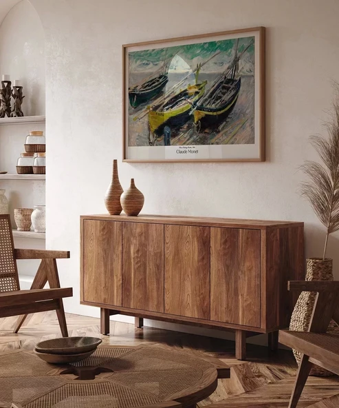 Çerçevesiz Poster Claude Monet Üç Balıkçı Teknesi - Resim 5