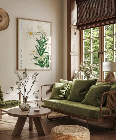 Çerçevesiz Poster Ohara Koson Zambaklar - Resim 3