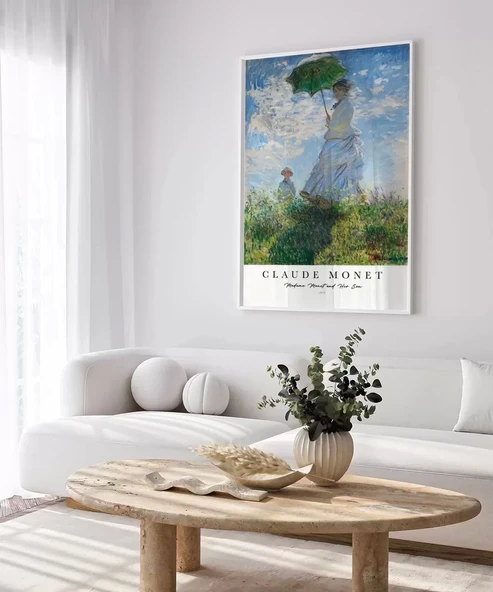 Çerçevesiz Poster Claude Monet Şemsiyeli Kadın (2) - Resim 3