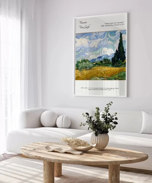 Çerçevesiz Poster Vincent Van Gogh Buğday Tarlası ve Selviler (2) - Resim 4