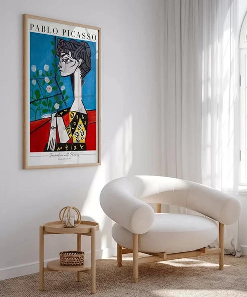 Çerçevesiz Poster Pablo Picasso Jacqueline with Flowers - Resim 3