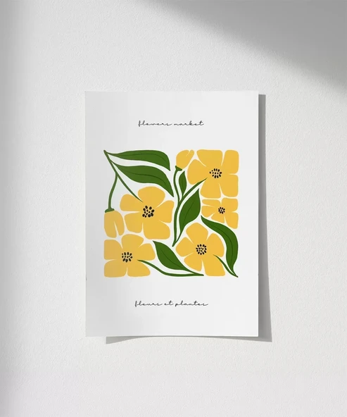 Çerçevesiz Poster Sarı Çiçek Deseni ürün görseli