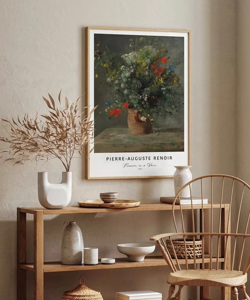 Çerçevesiz Poster Pierre Auguste Renoir Vazoda Çiçekler - Resim 3