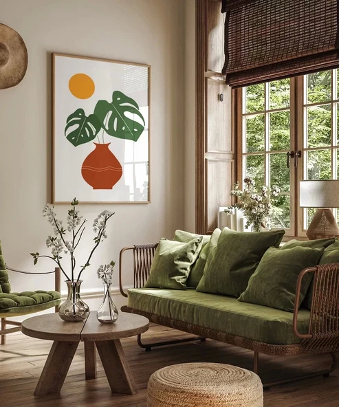 Çerçevesiz Poster Saksıda Palmiye - Resim 4