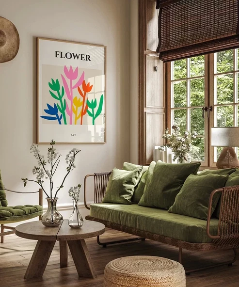 Çerçevesiz Poster Floral Ritim - Resim 4