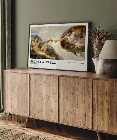 Çerçevesiz Poster Michelangelo Adem'in Yaratılışı - Resim 4