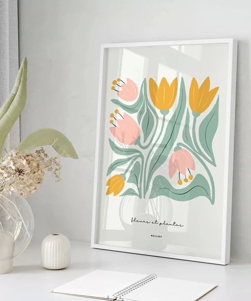 Çerçevesiz Poster Yumuşak Renkler Zarif Çiçekler - Resim 6