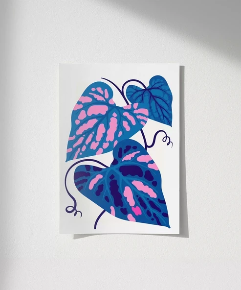 Çerçevesiz Poster Mavi ve Pembe Yaprak Dansı ürün görseli