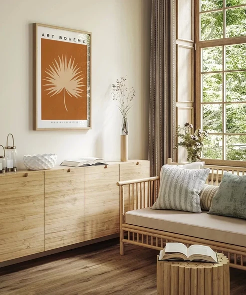 Çerçevesiz Poster Bohem Palmiye Yaprağı - Resim 4