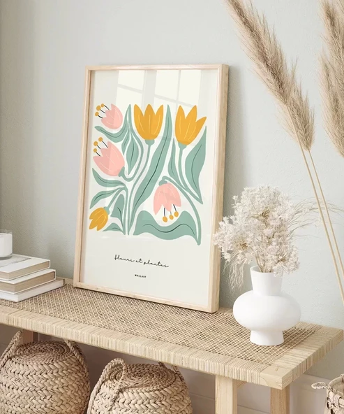 Çerçevesiz Poster Yumuşak Renkler Zarif Çiçekler - Resim 5