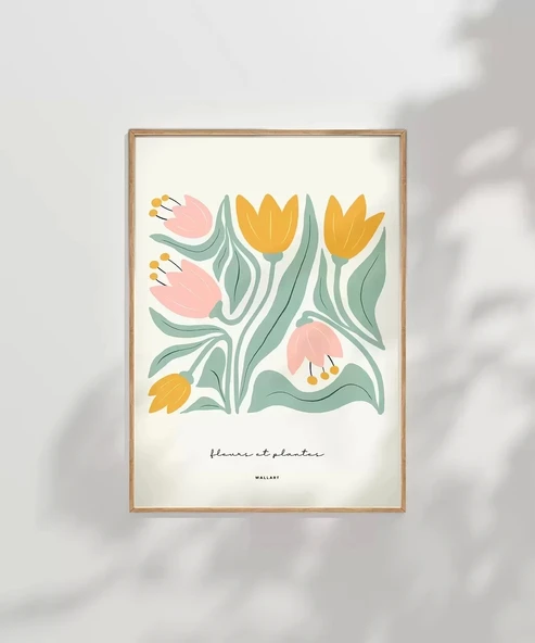 Çerçevesiz Poster Yumuşak Renkler Zarif Çiçekler - Resim 8