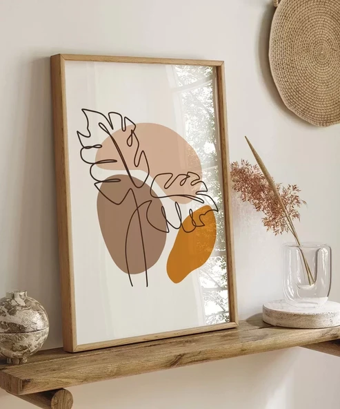 Çerçevesiz Poster Çizgisel Bitki No 2 - Resim 4