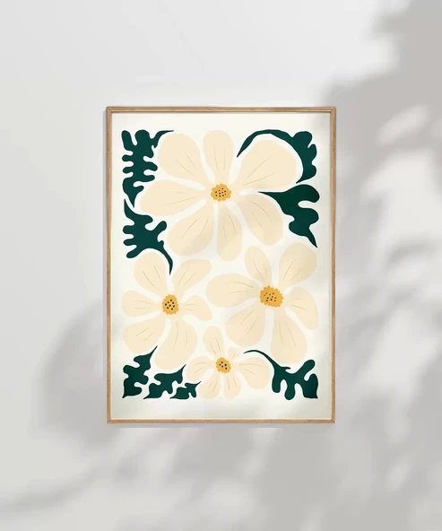 Çerçevesiz Poster Pastel Beyaz Çiçekler - Resim 8