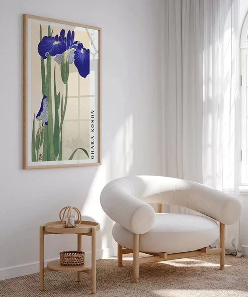 Çerçevesiz Poster Ohara Koson Mavi Irisler - Resim 5