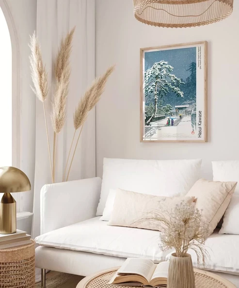 Çerçevesiz Poster Hasui Kawase Ikegami'deki Honmonji Tapınağı - Resim 4