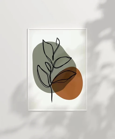 Çerçevesiz Poster Çizgisel Bitki No 3 - Resim 3