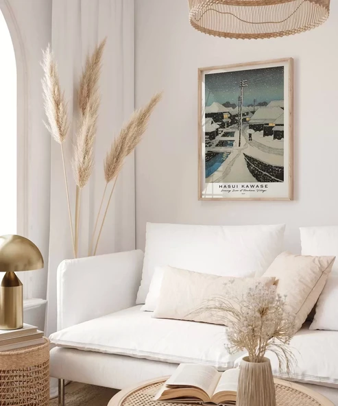 Çerçevesiz Poster Hasui Kawase Terashima Köyü'nde Akşam Karı - Resim 4