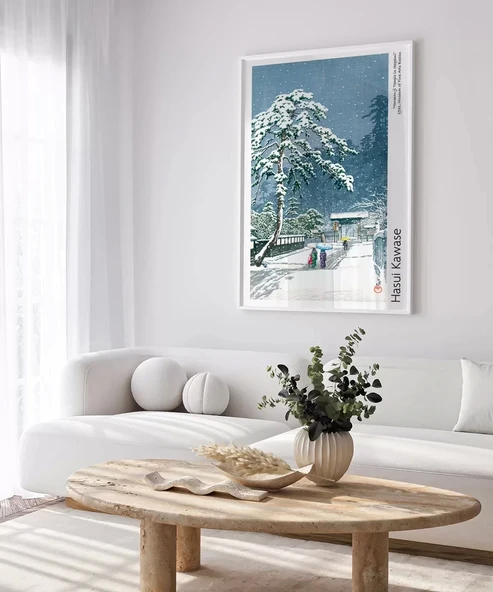 Çerçevesiz Poster Hasui Kawase Ikegami'deki Honmonji Tapınağı - Resim 3