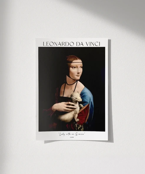 Çerçevesiz Poster Leonardo Da Vinci Kakımlı Kadın ürün görseli