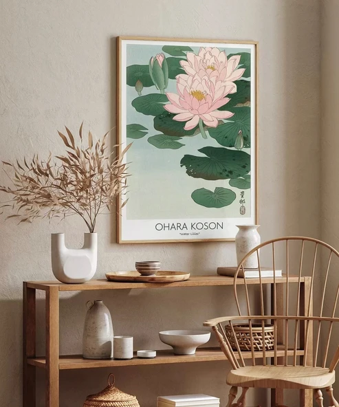 Çerçevesiz Poster Ohara Koson Su Zambakları - Resim 4