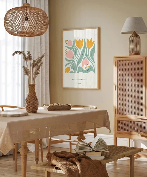 Çerçevesiz Poster Yumuşak Renkler Zarif Çiçekler - Resim 4