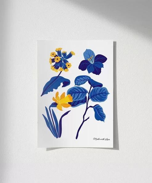 Çerçevesiz Poster Mavi Bahçe Sevgiyle Tasarlanmış ürün görseli