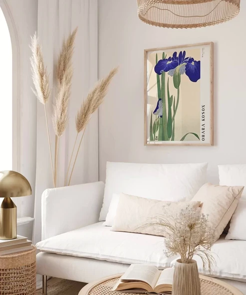 Çerçevesiz Poster Ohara Koson Mavi Irisler - Resim 3