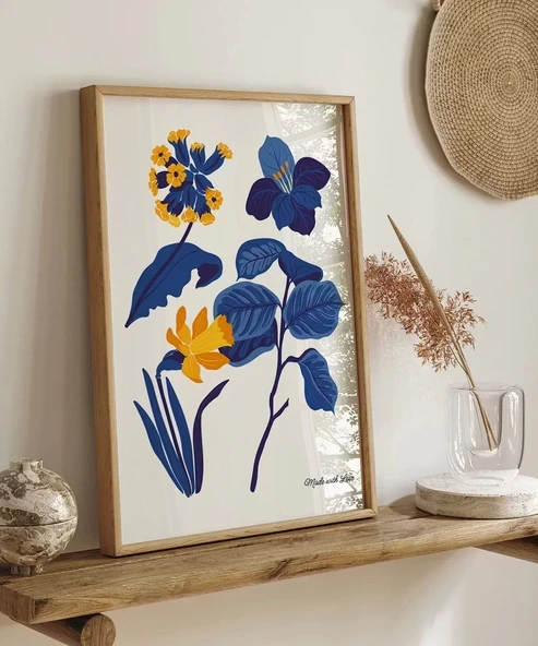 Çerçevesiz Poster Mavi Bahçe Sevgiyle Tasarlanmış - Resim 4