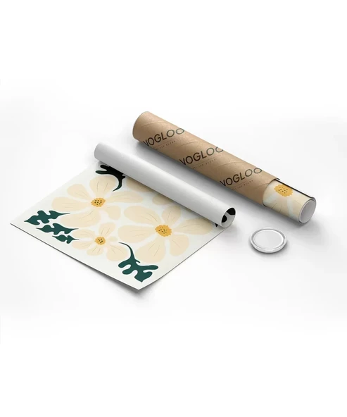 Çerçevesiz Poster Pastel Beyaz Çiçekler - Resim 2