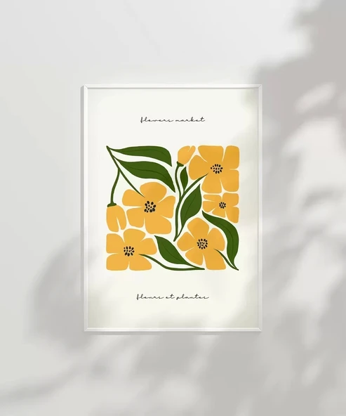 Çerçevesiz Poster Sarı Çiçek Deseni - Resim 3