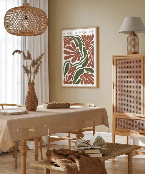 Çerçevesiz Poster Art Nouveau Esintili Çiçekler - Resim 5