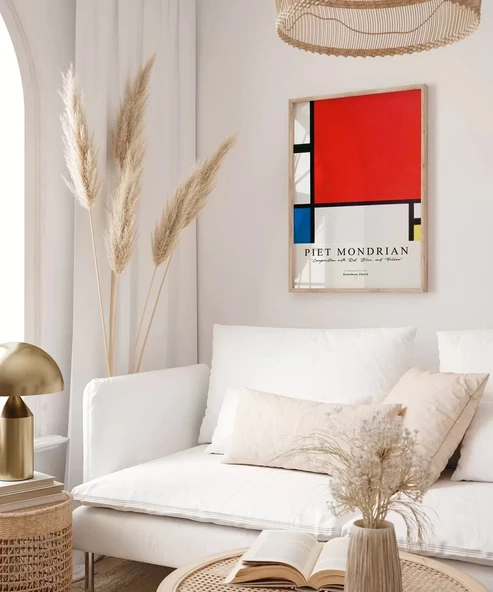 Çerçevesiz Poster Piet Mondrian Kırmızı, Mavi ve Sarıdan Oluşan Kompozisyon - Resim 5