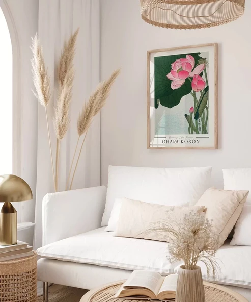 Çerçevesiz Poster Ohara Koson Çiçek Açan Lotus Çiçekleri - Resim 3