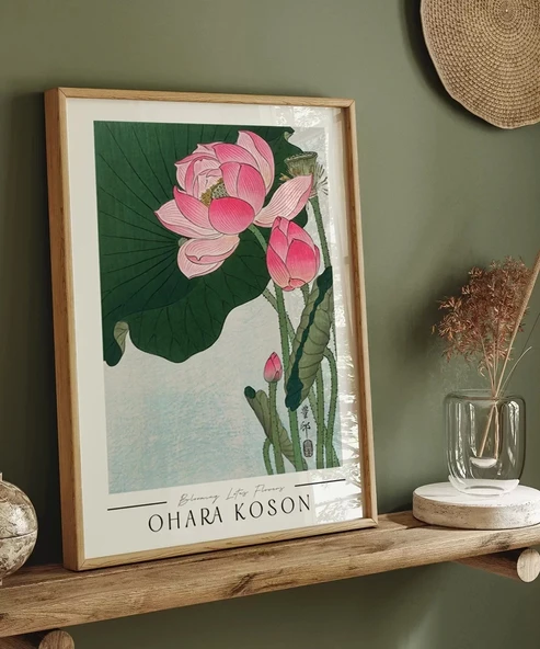 Çerçevesiz Poster Ohara Koson Çiçek Açan Lotus Çiçekleri - Resim 5