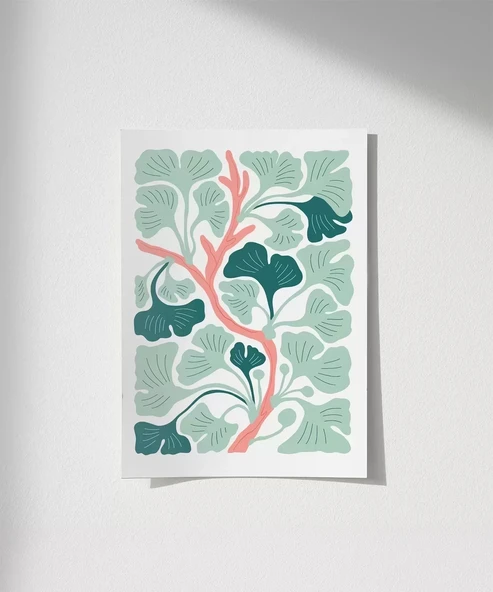 Çerçevesiz Poster Ginkgo Ağacı Deseni ürün görseli
