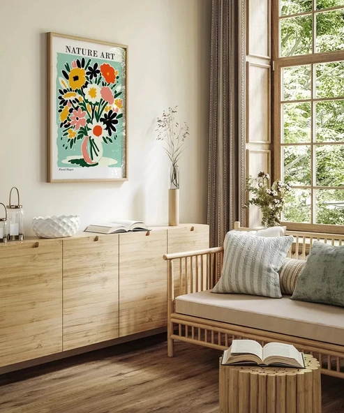 Çerçevesiz Poster Vazoda Doğanın Zarafeti - Resim 4