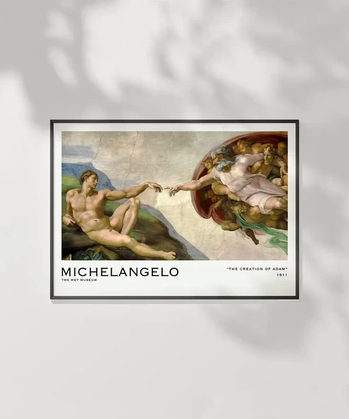 Çerçevesiz Poster Michelangelo Adem'in Yaratılışı - Resim 2