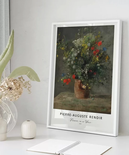 Çerçevesiz Poster Pierre Auguste Renoir Vazoda Çiçekler - Resim 4