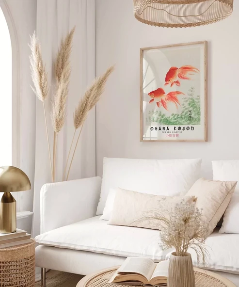 Çerçevesiz Poster Ohara Koson İki Japon Balığı - Resim 5