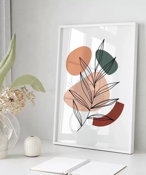 Çerçevesiz Poster Çizgisel Bitki No 1 - Resim 6